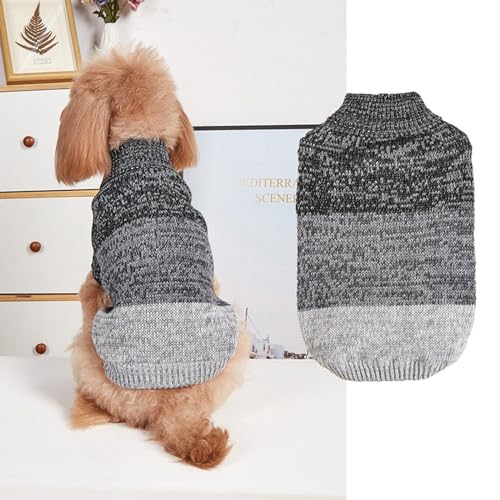 RUYICZB Hundepullover Für Kleine Mittelgroße Hunde, Warme Haustierpullover Herbst Winter Hundebekleidung, Dicker Pullover Welpe Katze Rollkragenpullover Für Hunde Weihnachtsbekleidung,Grau,S von RUYICZB