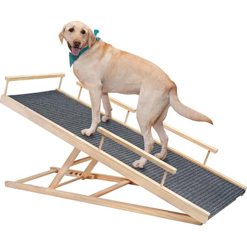 RUYICZB Hunderampe, Hundetreppe Aus Holz, Einstellbar 33-50 cm, Tragbare Katzen Rampe Für Bett Sofa, Hundetreppe Für Hoch Bett, rutschfeste Haustiertreppe Bis Zu 100 Pfund Tragkraft RUYICZB Hunderampe, Hundetreppe Aus Holz, Einstellbar 33-50 cm, Tragbare Katzen Rampe Für Bett Sofa, Hundetreppe Für Hoch Bett, rutschfeste Haustiertreppe Bis Zu 100 Pfund Tragkraft von RUYICZB