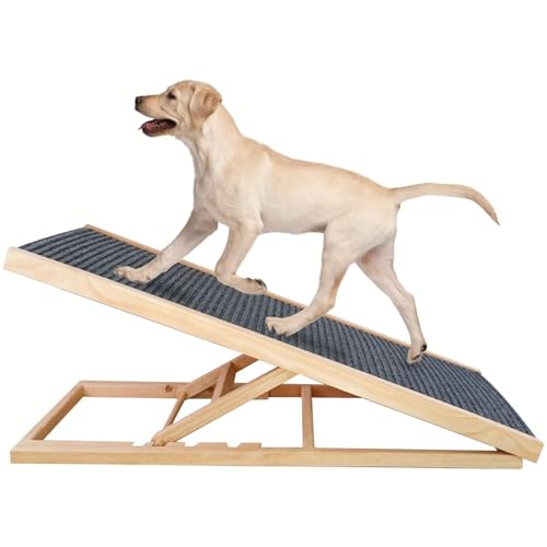 RUYICZB Hunderampe Haustiertreppe Einstellbar Hundetreppe Für Bett Oder Sofa Klappbar Aus Holz Hundeleiter Auffahrrampe Für Haustiere Mit Anti-Rutsch Einsatz Katzentreppe,L RUYICZB Hunderampe Haustiertreppe Einstellbar Hundetreppe Für Bett Oder Sofa Klappbar Aus Holz Hundeleiter Auffahrrampe Für Haustiere Mit Anti-Rutsch Einsatz Katzentreppe,L von RUYICZB