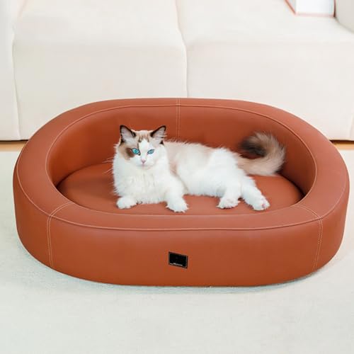 RUYICZB Hundesofa Mordern Hundebett Grosse Hunde Luxus Hunde Couch Sofa Wasserdicht Anti-Angst Hundekorb Katzensofa Mit Kissen Hundecouch Mit Erhöhtem Design,Braun,M von RUYICZB