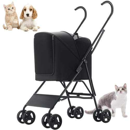 RUYICZB Hundewagen Für Kleine Hunde Katzen, Hundebuggy Bis 10Kg, Regenschirmstruktur Leichter Hundewagen Haustier-Kinderwagen Buggy Atmungsaktive Installation-Freies Design,Schwarz RUYICZB Hundewagen Für Kleine Hunde Katzen, Hundebuggy Bis 10Kg, Regenschirmstruktur Leichter Hundewagen Haustier-Kinderwagen Buggy Atmungsaktive Installation-Freies Design,Schwarz von RUYICZB