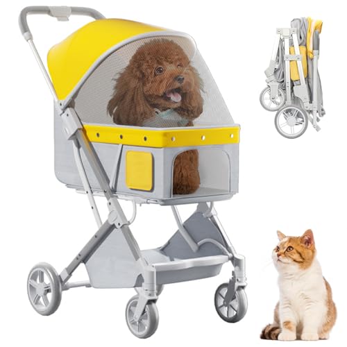 RUYICZB Hundewagen Katzenwagen Mit Aufbewahrungskorb, Katzenbuggy 4 Rädern, Faltbarer Hundebuggy, Tragbarer Haustier Transportwagen Hunde Jogger Buggy Leicht, Praktisch, Netzfenster RUYICZB Hundewagen Katzenwagen Mit Aufbewahrungskorb, Katzenbuggy 4 Rädern, Faltbarer Hundebuggy, Tragbarer Haustier Transportwagen Hunde Jogger Buggy Leicht, Praktisch, Netzfenster von RUYICZB