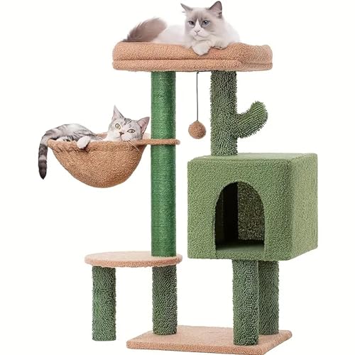 RUYICZB Kaktus Katzenbaum 88Cm Für Indoor-Katzen Condo Katzenhaus Mit Hängematte Höhle Katzenaktivitätzentrum Mit Top Abnehmbaren Bett Sisalstämme Katzenkratzbaum,Khaki RUYICZB Kaktus Katzenbaum 88Cm Für Indoor-Katzen Condo Katzenhaus Mit Hängematte Höhle Katzenaktivitätzentrum Mit Top Abnehmbaren Bett Sisalstämme Katzenkratzbaum,Khaki von RUYICZB
