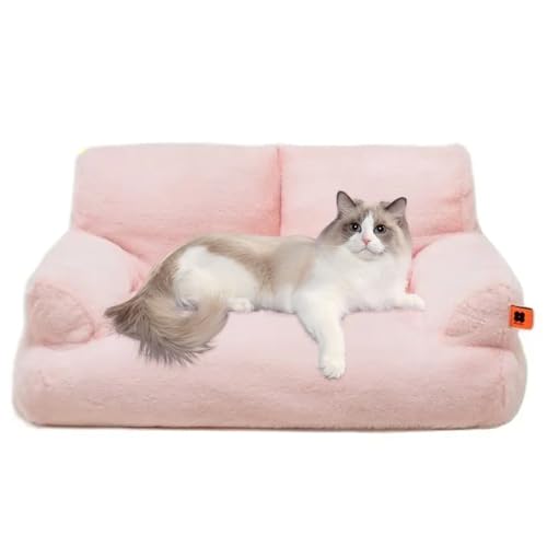 RUYICZB Katzenbett Flauschig 66X48cm Weich Hundebett Katzensofa Katzencouch Hunde Sofabett Für Mittlere Und Kleine Hunde/Katzen Süßes Katzenbett Mit Rutschfester Unterseit,Rosa von RUYICZB