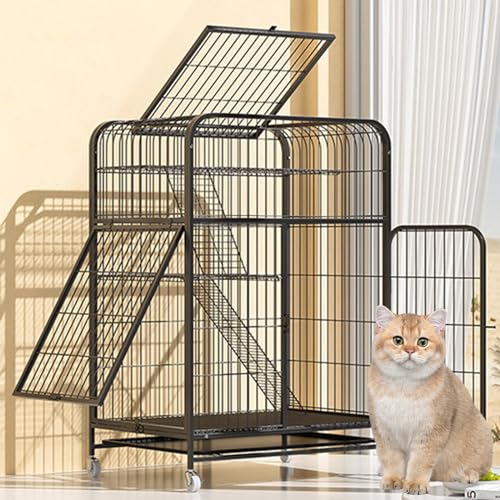 RUYICZB Katzenkäfig, Katzenkäfig Für Den Innenbereich, Mit Türschlössern Und Boden, Dreitüriges Design, Frettchenkäfig, Kaninchenkäfig, Kleintierkäfige Mit Rädern Und Leiter,Schwarz,3 Tier RUYICZB Katzenkäfig, Katzenkäfig Für Den Innenbereich, Mit Türschlössern Und Boden, Dreitüriges Design, Frettchenkäfig, Kaninchenkäfig, Kleintierkäfige Mit Rädern Und Leiter,Schwarz,3 Tier von RUYICZB