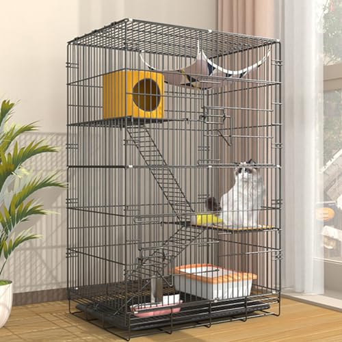 RUYICZB Katzenkäfig Für Draußen, 3-Stöckig Katzengehege, DIY-Katzenlaufstall, Katzenkäfig Mit Dichtem Metalldraht, Katzenhütte Mit Extra Großer Hängematte Für 1-2 Katzen, Chinchilla von RUYICZB