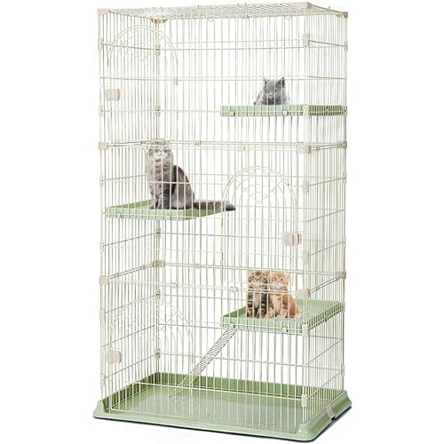 RUYICZB Katzenkäfig Indoor Katzengehege 4 Etagen Katzenhütten Katzenkäfig Mit Metalldraht Dichtes Haustier Laufstall Kleintierkäfig Für Katzen Bunny Chinchilla,Grün,100x65.5x179.5cm RUYICZB Katzenkäfig Indoor Katzengehege 4 Etagen Katzenhütten Katzenkäfig Mit Metalldraht Dichtes Haustier Laufstall Kleintierkäfig Für Katzen Bunny Chinchilla,Grün,100x65.5x179.5cm von RUYICZB