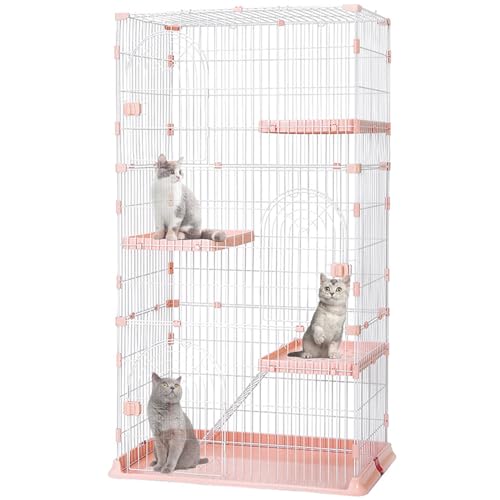 RUYICZB Katzenkäfig Indoor Katzengehege 4 Etagen Katzenhütten Katzenkäfig Mit Metalldraht Dichtes Haustier Laufstall Kleintierkäfig Für Katzen Bunny Chinchilla,Rosa,76x50.5x133.5cm RUYICZB Katzenkäfig Indoor Katzengehege 4 Etagen Katzenhütten Katzenkäfig Mit Metalldraht Dichtes Haustier Laufstall Kleintierkäfig Für Katzen Bunny Chinchilla,Rosa,76x50.5x133.5cm von RUYICZB