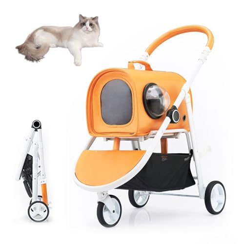 RUYICZB Katzenkäfig-Jogging-Kinderwagen für kleine Hunde, Faltbarer Haustier-Kinderwagen mit Aufbewahrungskorb und atmungsaktivem sichtbarem Netz,Gelb RUYICZB Katzenkäfig-Jogging-Kinderwagen für kleine Hunde, Faltbarer Haustier-Kinderwagen mit Aufbewahrungskorb und atmungsaktivem sichtbarem Netz,Gelb von RUYICZB