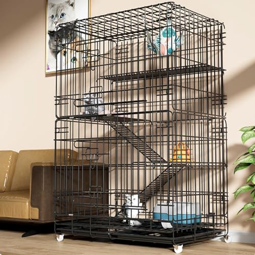 RUYICZB Katzenkäfig Mit Doppeltür, Rattenkäfig Mit 4 Ebenen, Abnehmbarer Käfig Für Kleintiere 70X50x113cm Katzengehege Mit 360 Rotierenden Rollen Rampe Leitern RUYICZB Katzenkäfig Mit Doppeltür, Rattenkäfig Mit 4 Ebenen, Abnehmbarer Käfig Für Kleintiere 70X50x113cm Katzengehege Mit 360 Rotierenden Rollen Rampe Leitern von RUYICZB