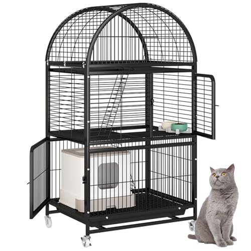 RUYICZB Katzenkäfige Für Den Innenbereich, Katzengehege Aus Draht, Große Katzenkiste Mit Plattformen Und Rampenleitern, 2 Türen Für Katzen, Kaninchen, Kleine Hunde, Frettchen,Schwarz,79×63×145cm RUYICZB Katzenkäfige Für Den Innenbereich, Katzengehege Aus Draht, Große Katzenkiste Mit Plattformen Und Rampenleitern, 2 Türen Für Katzen, Kaninchen, Kleine Hunde, Frettchen,Schwarz,79×63×145cm von RUYICZB