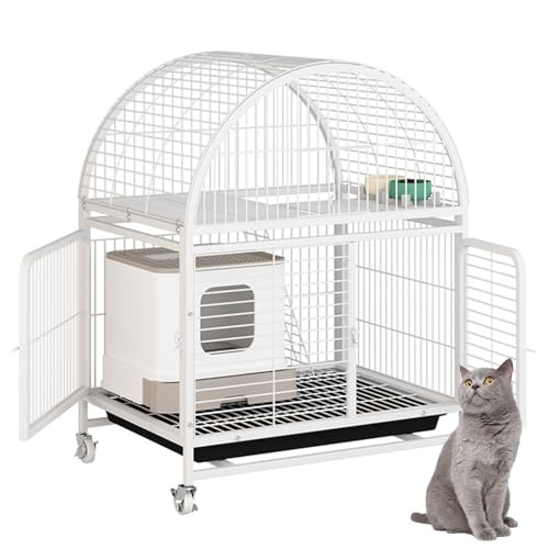 RUYICZB Katzenkäfige Für Den Innenbereich, Katzengehege Aus Draht, Große Katzenkiste Mit Plattformen Und Rampenleitern, 2 Türen Für Katzen, Kaninchen, Kleine Hunde, Frettchen,Weiß,79×63×97cm RUYICZB Katzenkäfige Für Den Innenbereich, Katzengehege Aus Draht, Große Katzenkiste Mit Plattformen Und Rampenleitern, 2 Türen Für Katzen, Kaninchen, Kleine Hunde, Frettchen,Weiß,79×63×97cm von RUYICZB