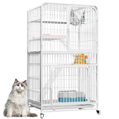 RUYICZB Katzenkäfige Für Den Innenbereich, Metall-Katzenhaus, Katzenkäfige Mit Katzenklo-Plattformen, Rampenleitern, Vordertüren, Hängematte Für Chinchilla-Kaninchen, Eichhörnchen,Weiß,4 Tier RUYICZB Katzenkäfige Für Den Innenbereich, Metall-Katzenhaus, Katzenkäfige Mit Katzenklo-Plattformen, Rampenleitern, Vordertüren, Hängematte Für Chinchilla-Kaninchen, Eichhörnchen,Weiß,4 Tier von RUYICZB