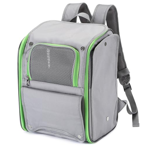 Katzenrucksack 7Kg Haustier Rucksack Für Kleine Hunde, Tragbare Und Faltbare Katzentasche Atmungsaktive Mit Sicherheitsseil Und Reißverschluss Mit Schloss Für Reisen Bergsteigen,Gray Green von RUYICZB