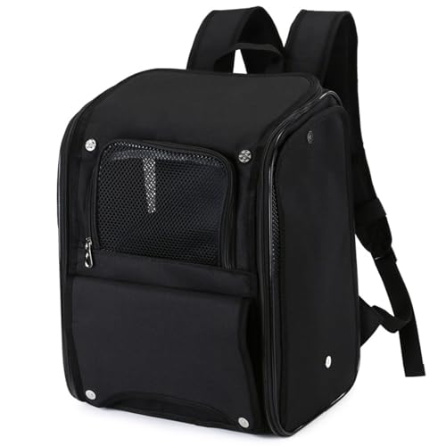Katzenrucksack 7Kg Haustier Rucksack Für Kleine Hunde, Tragbare Und Faltbare Katzentasche Atmungsaktive Mit Sicherheitsseil Und Reißverschluss Mit Schloss Für Reisen Bergsteigen,Schwarz von RUYICZB