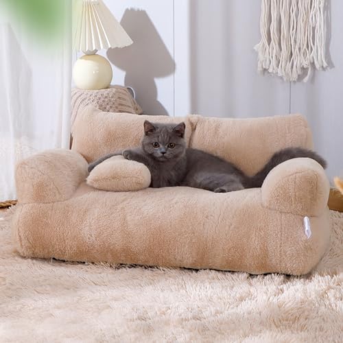 RUYICZB Katzensofa Hundebett Flauschig Waschbar Hundesofa Katzenbetten Haustiersofa Bezug Abnehmbar Und Waschbar rutschfeste Unterseite Für Kleine Und Mittlere Hunde Und Katzen,Braun,XXL von RUYICZB