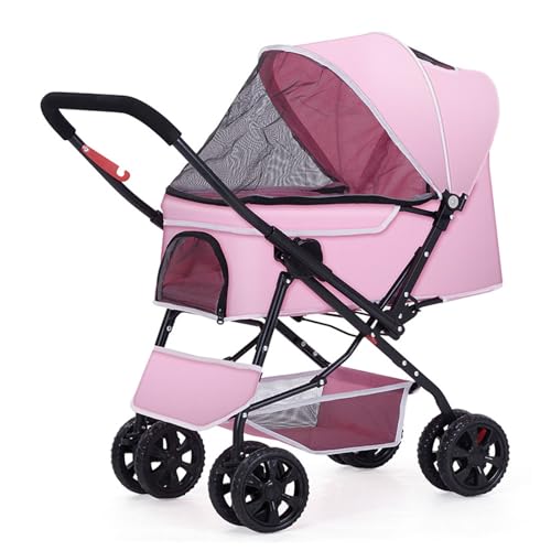 RUYICZB Kinderwagen für Haustiere mit umkehrbaren Griff, zusammenklappbarer Kinderwagen für Hunde mit 4 Stoßdämpfungsrädern, atmungsaktiver Kinderwagen für Welpen,Rosa RUYICZB Kinderwagen für Haustiere mit umkehrbaren Griff, zusammenklappbarer Kinderwagen für Hunde mit 4 Stoßdämpfungsrädern, atmungsaktiver Kinderwagen für Welpen,Rosa von RUYICZB