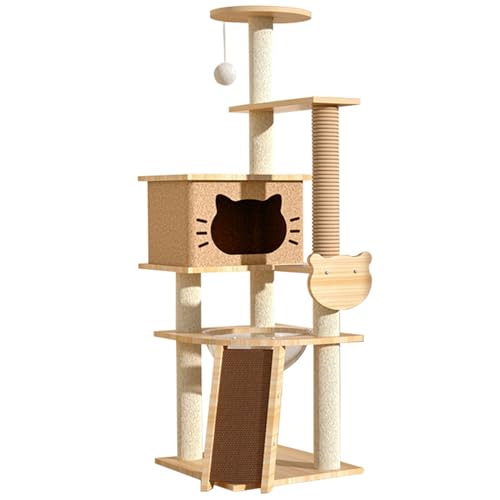 RUYICZB Kratzbaum, 130Cm Stabil Katzenbaum, Mehrstöckiger Katzenkratzbaum Mit Sisalseil, Plüschbälle, Haus and Plattform, Katzenhaus Kratzrampe Und Pfosten Für Wohnungskatzen,Braun RUYICZB Kratzbaum, 130Cm Stabil Katzenbaum, Mehrstöckiger Katzenkratzbaum Mit Sisalseil, Plüschbälle, Haus and Plattform, Katzenhaus Kratzrampe Und Pfosten Für Wohnungskatzen,Braun von RUYICZB
