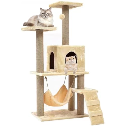 RUYICZB Kratzbaum 125Cm Stabiler Katzenkratzbaum Kletterbaum Für Katzen Für Wohnungskatzen All-In-One-Katzenhaus Mit Gemütlichen Hängematte Plüschbälle Aussichtsplattform Plüsch,Beige RUYICZB Kratzbaum 125Cm Stabiler Katzenkratzbaum Kletterbaum Für Katzen Für Wohnungskatzen All-In-One-Katzenhaus Mit Gemütlichen Hängematte Plüschbälle Aussichtsplattform Plüsch,Beige von RUYICZB