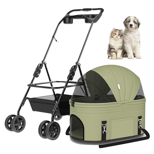 RUYICZB Leichter, atmungsaktiver Reise Kinderwagen für Haustiere, tragbarer Jogging Kinderwagen für Katzen und Welpen mit Aufbewahrungskorb und Getränkehalter,Grün RUYICZB Leichter, atmungsaktiver Reise Kinderwagen für Haustiere, tragbarer Jogging Kinderwagen für Katzen und Welpen mit Aufbewahrungskorb und Getränkehalter,Grün von RUYICZB