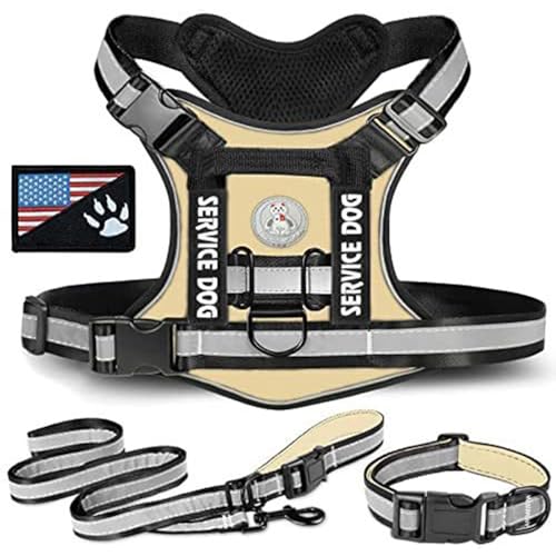 RUYICZB No-Pull Hundegeschirr, Einstellbar Sicherheitsgeschirr Taktisches Geschirr Mit Griffe D-Ringen Und Reflexstreifen Molle-Weste Hund Tactical Weste Für Große/Mittlere Hunde,Khaki,Large RUYICZB No-Pull Hundegeschirr, Einstellbar Sicherheitsgeschirr Taktisches Geschirr Mit Griffe D-Ringen Und Reflexstreifen Molle-Weste Hund Tactical Weste Für Große/Mittlere Hunde,Khaki,Large von RUYICZB