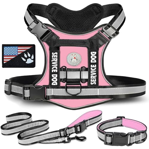 RUYICZB No-Pull Hundegeschirr, Einstellbar Sicherheitsgeschirr Taktisches Geschirr Mit Griffe D-Ringen Und Reflexstreifen Molle-Weste Hund Tactical Weste Für Große/Mittlere Hunde,Rosa,Small von RUYICZB