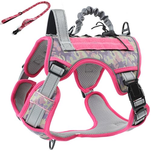 RUYICZB No-Pull Taktisches Hundegeschirr Taktisches Geschirr Hund Langlebig Nylon Hunde Brustgeschirr Mit 2 Komfort-Griffe & Reflexstreifen Für Wandern, Spazierengehen, Training,Camo pink,X Large RUYICZB No-Pull Taktisches Hundegeschirr Taktisches Geschirr Hund Langlebig Nylon Hunde Brustgeschirr Mit 2 Komfort-Griffe & Reflexstreifen Für Wandern, Spazierengehen, Training,Camo pink,X Large von RUYICZB