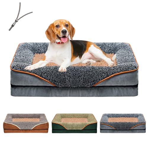 RUYICZB Orthopädische Hundebetten Für Kleine Mittelgroße Hunde, Hundecouch Mit Abnehmbarem Waschbarem Bezug Weiches Beruhigendes Schlafendes Wärmendes Welpenbett Mit Anti-Rutsch-Boden,Grau,L RUYICZB Orthopädische Hundebetten Für Kleine Mittelgroße Hunde, Hundecouch Mit Abnehmbarem Waschbarem Bezug Weiches Beruhigendes Schlafendes Wärmendes Welpenbett Mit Anti-Rutsch-Boden,Grau,L von RUYICZB