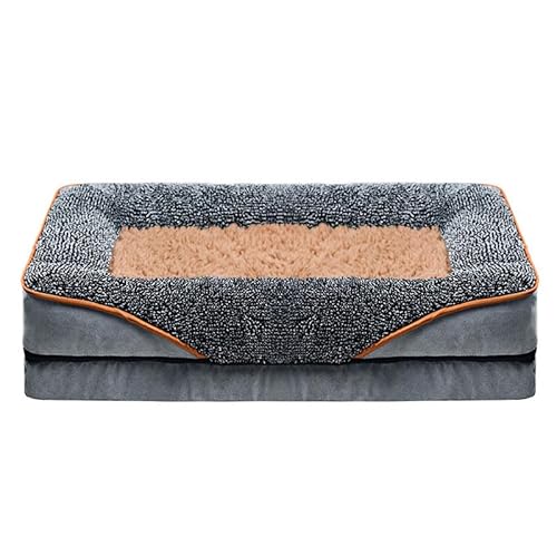 RUYICZB Orthopädische Hundebetten aus Schaumstoff, Hundesofabett mit waschbarem, abnehmbarem Bezug und Rutschfester Unterseite, waschbares Haustierbett,Gray Brown,75x50x12cm von RUYICZB