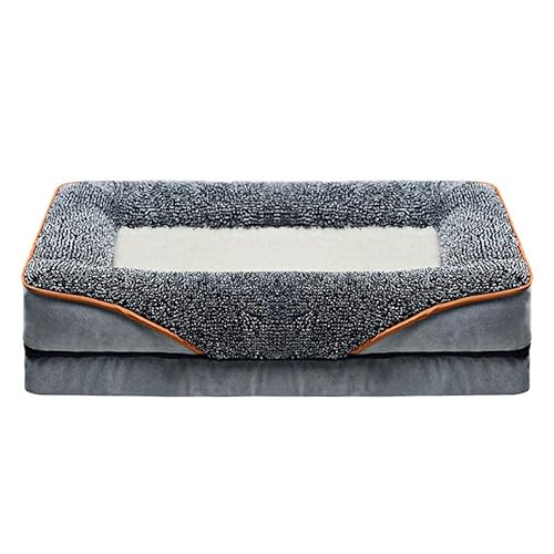 RUYICZB Orthopädische Hundebetten aus Schaumstoff, Hundesofabett mit waschbarem, abnehmbarem Bezug und Rutschfester Unterseite, waschbares Haustierbett,Gray White,75x50x12cm von RUYICZB