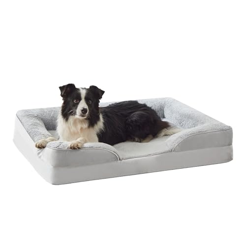 RUYICZB Orthopädische Hundebetten aus Schaumstoff, bequemes Haustierbett mit Nackenrolle an DREI Seiten, Hundebetten mit abnehmbarem, waschbarem Bezug,105x75x20cm RUYICZB Orthopädische Hundebetten aus Schaumstoff, bequemes Haustierbett mit Nackenrolle an DREI Seiten, Hundebetten mit abnehmbarem, waschbarem Bezug,105x75x20cm von RUYICZB