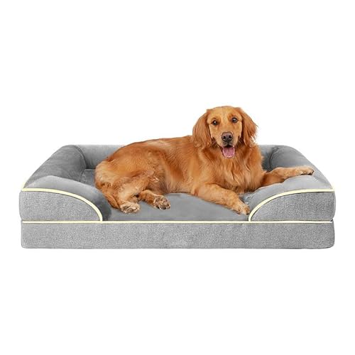 RUYICZB Orthopädische Hundebetten aus Schaumstoff, waschbares Hundebettsofa mit Nackenrolle und abnehmbarem Bezug, bequemes Haustierbett,Grau,110x80x21cm RUYICZB Orthopädische Hundebetten aus Schaumstoff, waschbares Hundebettsofa mit Nackenrolle und abnehmbarem Bezug, bequemes Haustierbett,Grau,110x80x21cm von RUYICZB