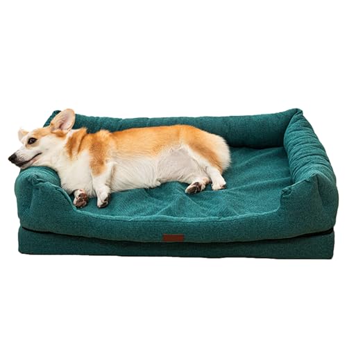 RUYICZB Orthopädisches, weiches Hundebett, waschbares Hundebett mit Nackenrolle an den Seiten, Haustier-Couchbett mit Eierkisten-Schaumstoffunterstützung,Grün,60x45x16cm RUYICZB Orthopädisches, weiches Hundebett, waschbares Hundebett mit Nackenrolle an den Seiten, Haustier-Couchbett mit Eierkisten-Schaumstoffunterstützung,Grün,60x45x16cm von RUYICZB