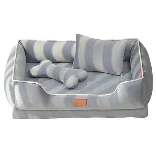 RUYICZB Orthopädisches Hunde- und Katzenbett, bequemes Hundesofabett mit 4 Seitenpolstern und Eierkarton-Schaum, waschbares Haustierbett mit abnehmbarem Bezug,Grau,86x58x23cm von RUYICZB