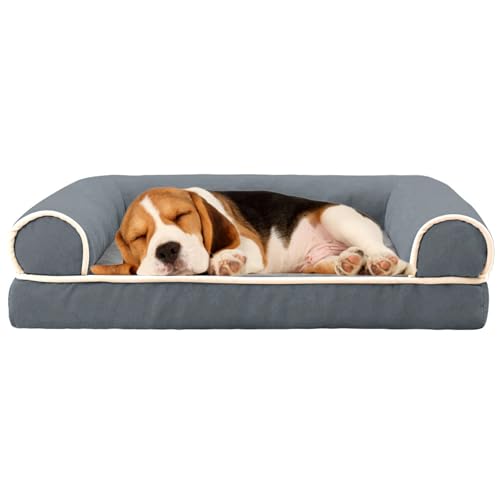 RUYICZB Orthopädisches Hundebett, Waschbar Hundesofa Hohen Rand Hundekissen Hundekorb Abnehmbar Und rutschfeste Unterseite Grosse Hunde & Mittelgroße Mittlere Hunde,Dark Gray,S von RUYICZB