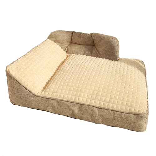 RUYICZB Orthopädisches Hundebett, bequemes, waschbares Haustierbettsofa, extra Dickes Hundebett mit abnehmbarem, waschbarem Bezug und Rutschfester Unterseite,Beige,63x47x23cm von RUYICZB