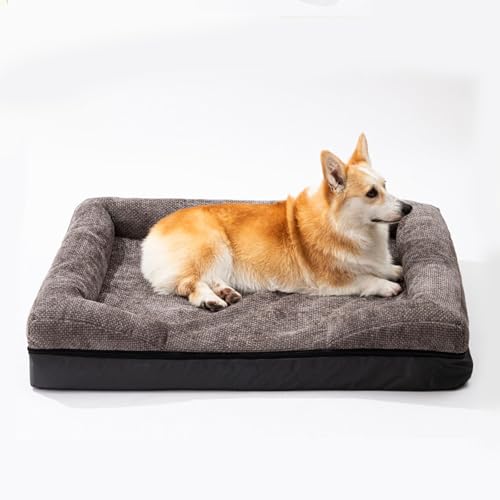 RUYICZB Orthopädisches Hundebett, waschbares Hundesofabett mit bequemen Nackenrollen und waschbarem, abnehmbarem Bezug, Haustierbett mit Eierkarton-Schaumstoffunterstützung,Dark Gray,95x70cm RUYICZB Orthopädisches Hundebett, waschbares Hundesofabett mit bequemen Nackenrollen und waschbarem, abnehmbarem Bezug, Haustierbett mit Eierkarton-Schaumstoffunterstützung,Dark Gray,95x70cm von RUYICZB