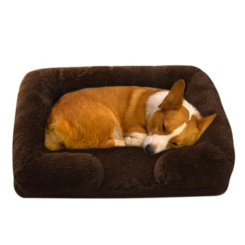 RUYICZB Orthopädisches Hundebett Grosse Hunde, Hundekissen, Hundesofa Mittelgroße Hunde, Katzenbett, Hundekörbchen, Anti-Angst Hundekorb, Abnehmbar Und Waschbar,Brown a,M 23.6X18.9X6in von RUYICZB