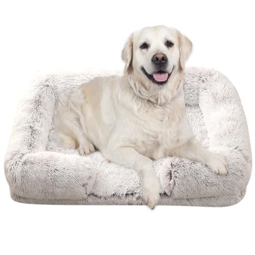 RUYICZB Orthopädisches Hundebett Grosse Hunde, Hundekissen, Hundesofa Mittelgroße Hunde, Katzenbett, Hundekörbchen, Anti-Angst Hundekorb, Abnehmbar Und Waschbar,Brown c,XL 43.3X27.5X7.8in von RUYICZB