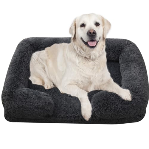 RUYICZB Orthopädisches Hundebett Grosse Hunde, Hundekissen, Hundesofa Mittelgroße Hunde, Katzenbett, Hundekörbchen, Anti-Angst Hundekorb, Abnehmbar Und Waschbar,Gary a,XL 43.3X27.5X7.8in von RUYICZB