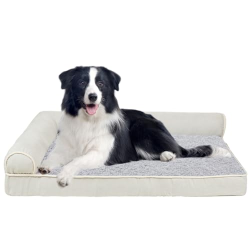 RUYICZB Orthopädisches Hundebett L Form Hundematte, Ergonomisches Hundematratze Hundecouch, Hundekissen Bezug Abnehmbar Waschbar, Hundesofa Für Grosse Mittelgroße Kleine Hunde,Light Gray,XXL von RUYICZB