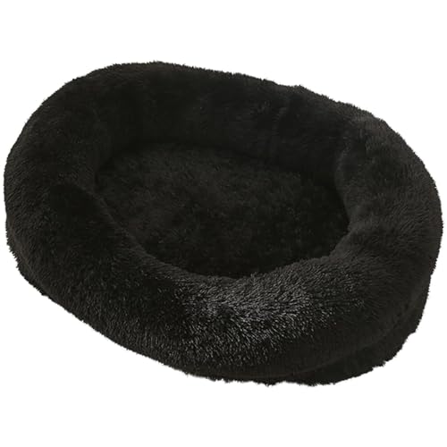 RUYICZB Orthopädisches Hundebett Rund Hundekissen Hundesofa Katzenbett Donut Kuscheliges Hundekorb Waschbar Flauschig Hundematte rutschfeste Unterseite Bezug Abnehmbar,Schwarz,XXL von RUYICZB