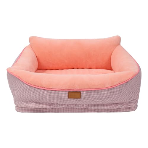RUYICZB Orthopädisches Hundebett für mittelgroße/kleine Hunde, Haustier-Schlafsofa mit abnehmbarem und waschbarem Bezug, Hundecouchbett mit Seitenpolster zum Schlafen,Rosa,80x60x18 cm von RUYICZB