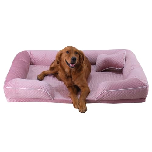 RUYICZB Orthopädisches Hundesofa Bett aus Schaumstoff, Hundebett mit weicher holländischer Samtoberfläche, waschbares Haustier-Couchbett mit Rutschfester Unterseite,Rosa,68x54x15cm von RUYICZB