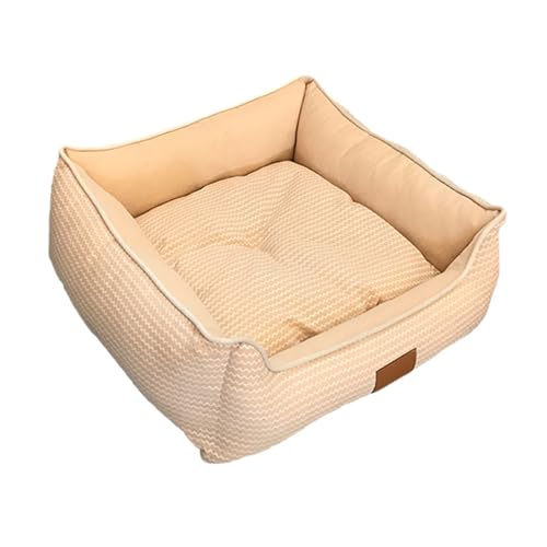RUYICZB Orthopädisches Hundesofabett, rechteckiges, waschbares Haustierbett zum Schlafen, Hundecouchbett mit abnehmbarem Bezug mit Reißverschluss,Beige,95x75cm von RUYICZB