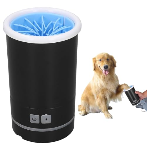 RUYICZB Pfotenreiniger Für Hunde, Hundepfotenreiniger, Automatische Pfotenwaschanlage Für Kleine Und Mittelgroße Hunde, USB-Schnellladung 360° Rundum Haustierfußreiniger,Schwarz,M von RUYICZB