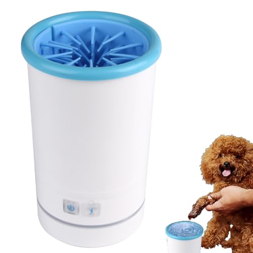 RUYICZB Pfotenreiniger Für Hunde, Hundepfotenreiniger, Automatische Pfotenwaschanlage Für Kleine Und Mittelgroße Hunde, USB-Schnellladung 360° Rundum Haustierfußreiniger,Weiß,M von RUYICZB