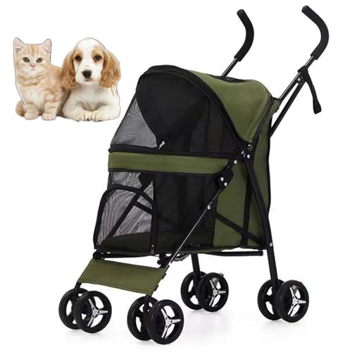 RUYICZB Regenschirm Förmiger Haustier-Buggy mit atmungsaktivem Netz, tragbarer, zusammenklappbarer Haustier-Buggy mit herausnehmbarem Einsatz, Kleiner Hundebuggy,Grün RUYICZB Regenschirm Förmiger Haustier-Buggy mit atmungsaktivem Netz, tragbarer, zusammenklappbarer Haustier-Buggy mit herausnehmbarem Einsatz, Kleiner Hundebuggy,Grün von RUYICZB