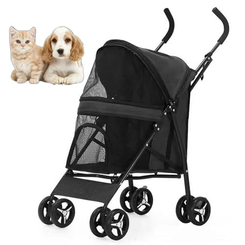 RUYICZB Regenschirm Förmiger Haustier-Buggy mit atmungsaktivem Netz, tragbarer, zusammenklappbarer Haustier-Buggy mit herausnehmbarem Einsatz, Kleiner Hundebuggy,Schwarz RUYICZB Regenschirm Förmiger Haustier-Buggy mit atmungsaktivem Netz, tragbarer, zusammenklappbarer Haustier-Buggy mit herausnehmbarem Einsatz, Kleiner Hundebuggy,Schwarz von RUYICZB
