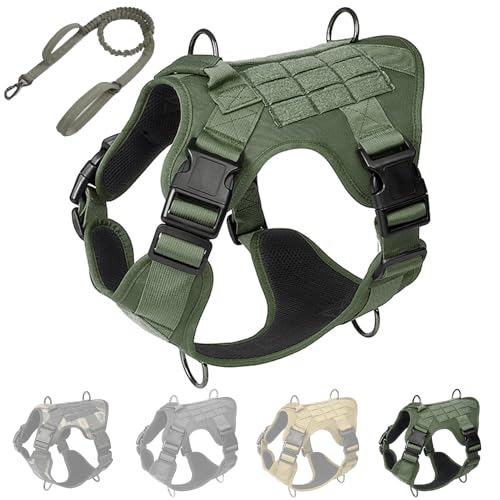 RUYICZB Taktisches Hundegeschirr Mittlere Grosse Hunde, No-Pull Brustgeschirr Mit MOLLE Griff, Atmungsaktiv Militär Sicherheitsgeschirr, Verstellbares Gepolstert Hundeweste,Grün,Large RUYICZB Taktisches Hundegeschirr Mittlere Grosse Hunde, No-Pull Brustgeschirr Mit MOLLE Griff, Atmungsaktiv Militär Sicherheitsgeschirr, Verstellbares Gepolstert Hundeweste,Grün,Large von RUYICZB